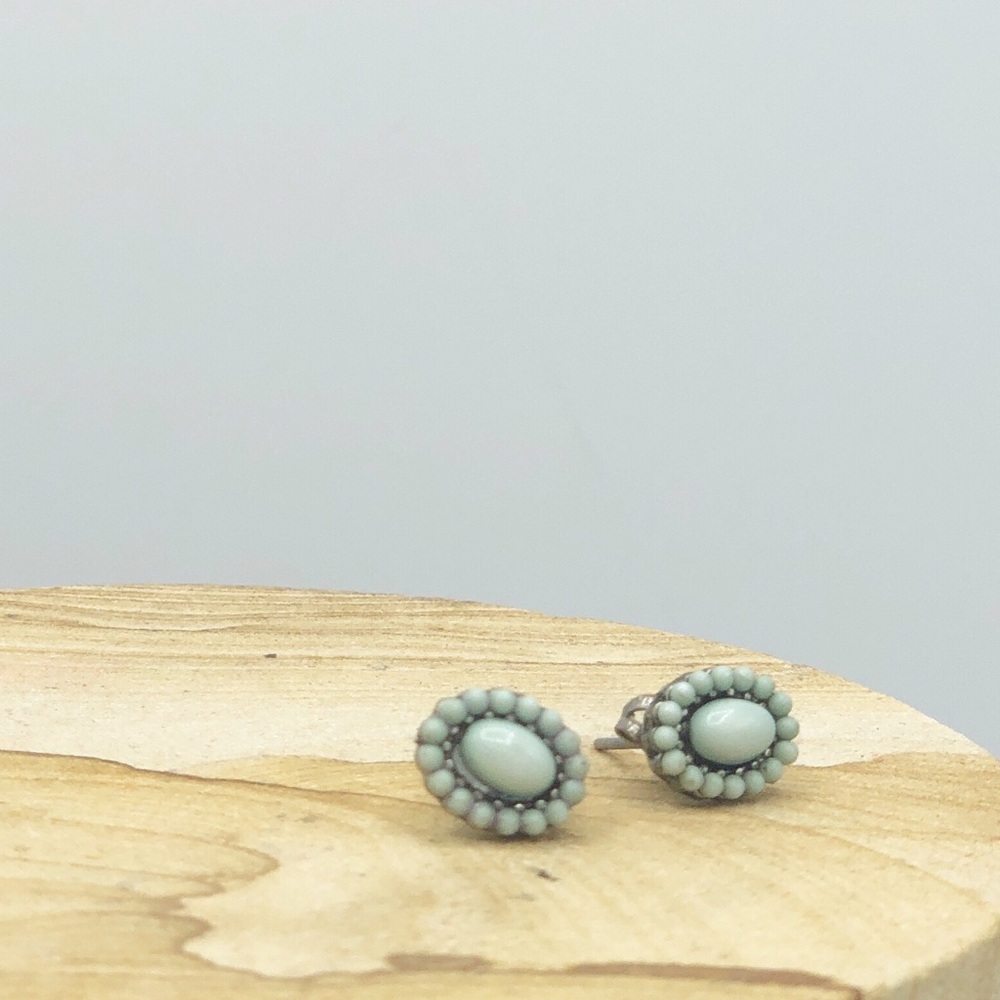 Beaded Stud Earrings Sea Green
